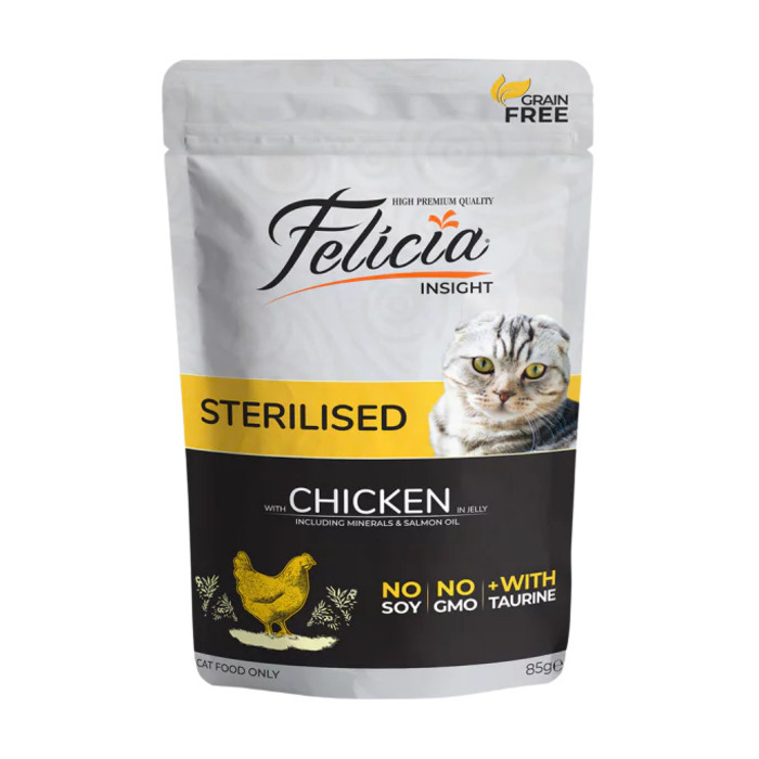 Jöle İçinde Tavuklu Taurinli Tahılsız Kısırlaştırılmış Kedi Konservesi 85 Gr