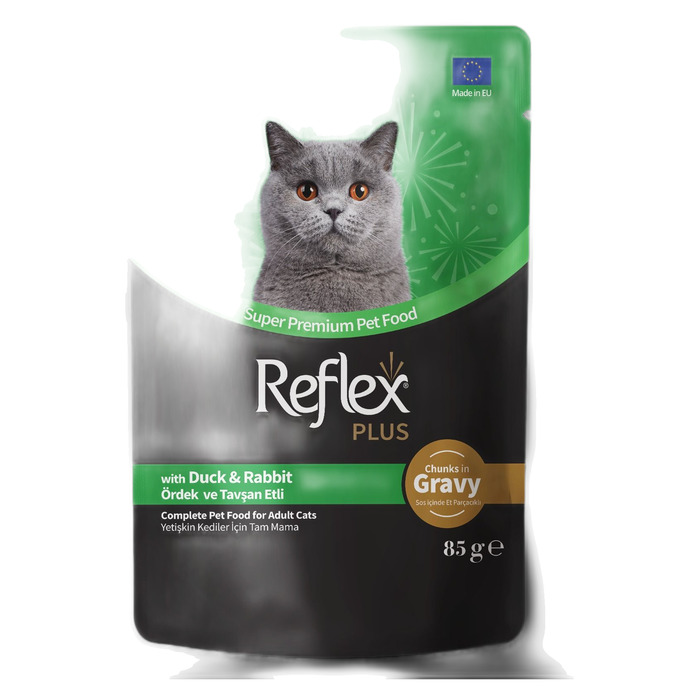 Sos İçinde Et Parçacıklı Ördekli & Tavşanlı Yetişkin Kedi Maması 85 Gr