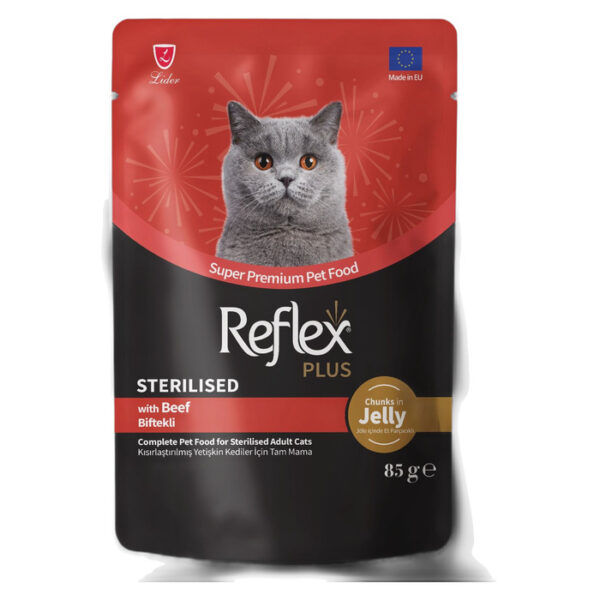 Jöle İçinde Et Parçacıklı Biftekli Kısırlaştırılmış Yetişkin Kedi Maması 85 Gr