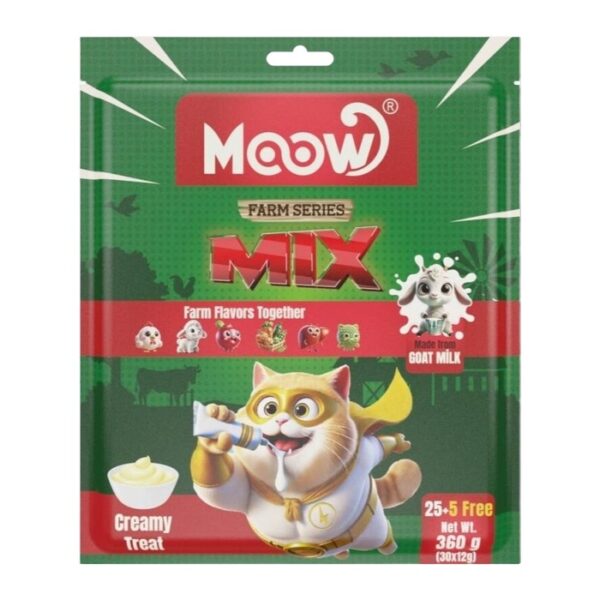 Moow Karışık 6 Lezzetli Çiftlik Serisi Keçi Sütlü Kedi Krema Ödülü 30x12 Gr
